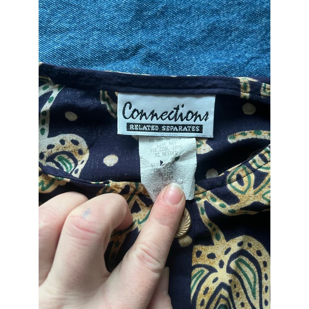 80's Connections Related Separates 3 Piece Paisley Blouse, Skirt and Belt Set - Picture 6 of 6